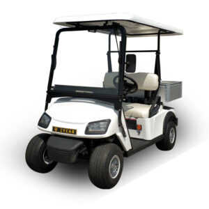 Electric golf cart with aluminum cargo box will never rust